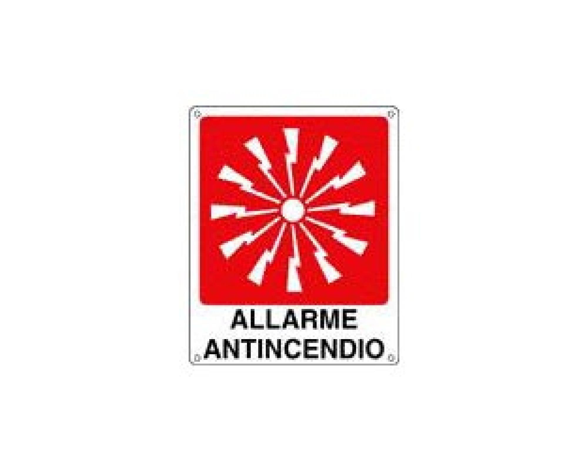 Vsafety 13002 Cartello Allarme Antincendio | Adesivo Verticale 150x200 Mm | Vinile Autoadesivo | Norma EN ISO 7010