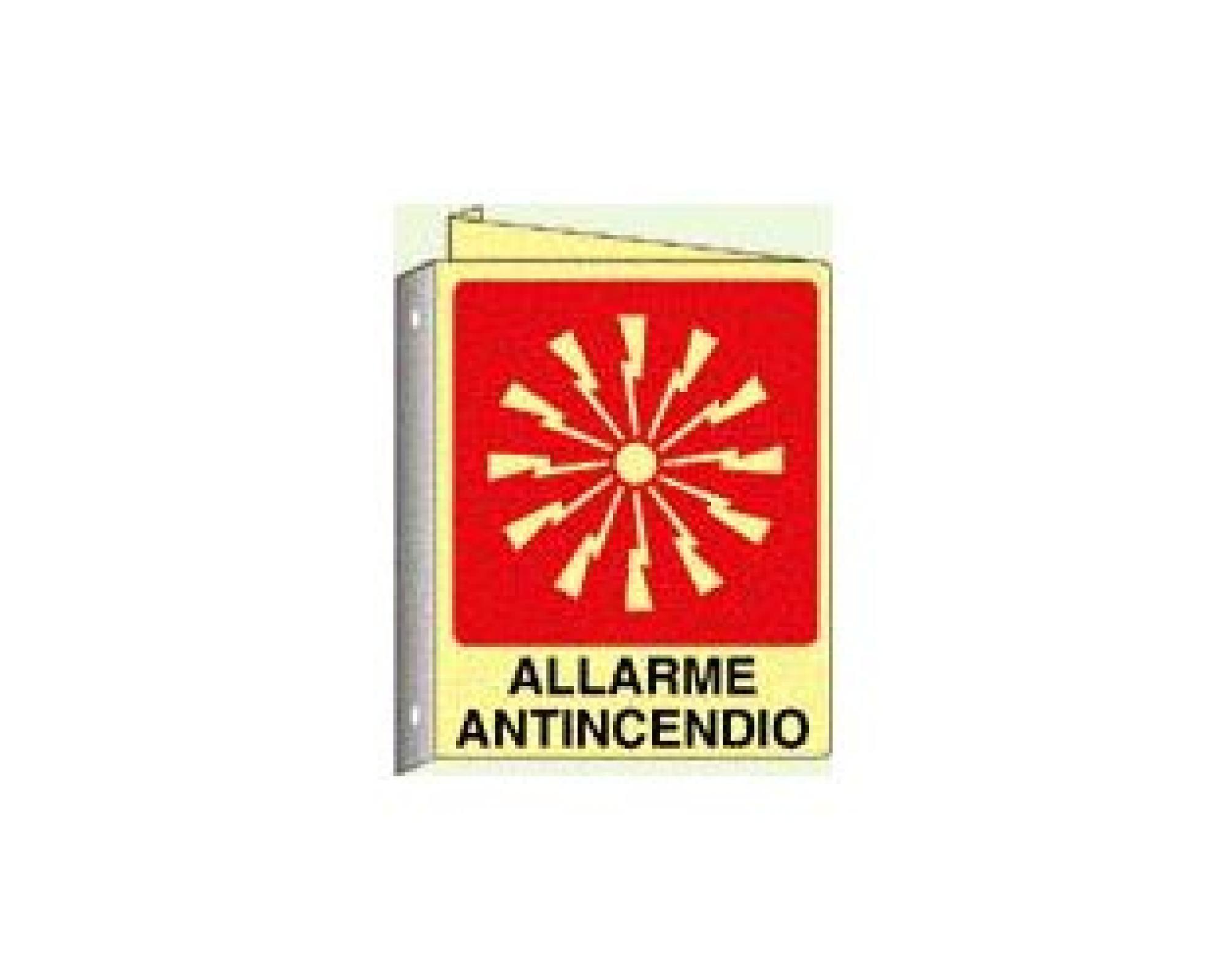 Cartello Allarme Antincendio Vsafety – Adesivo Quadrato 200x200 Mm – Simbolo ISO At-s Logo